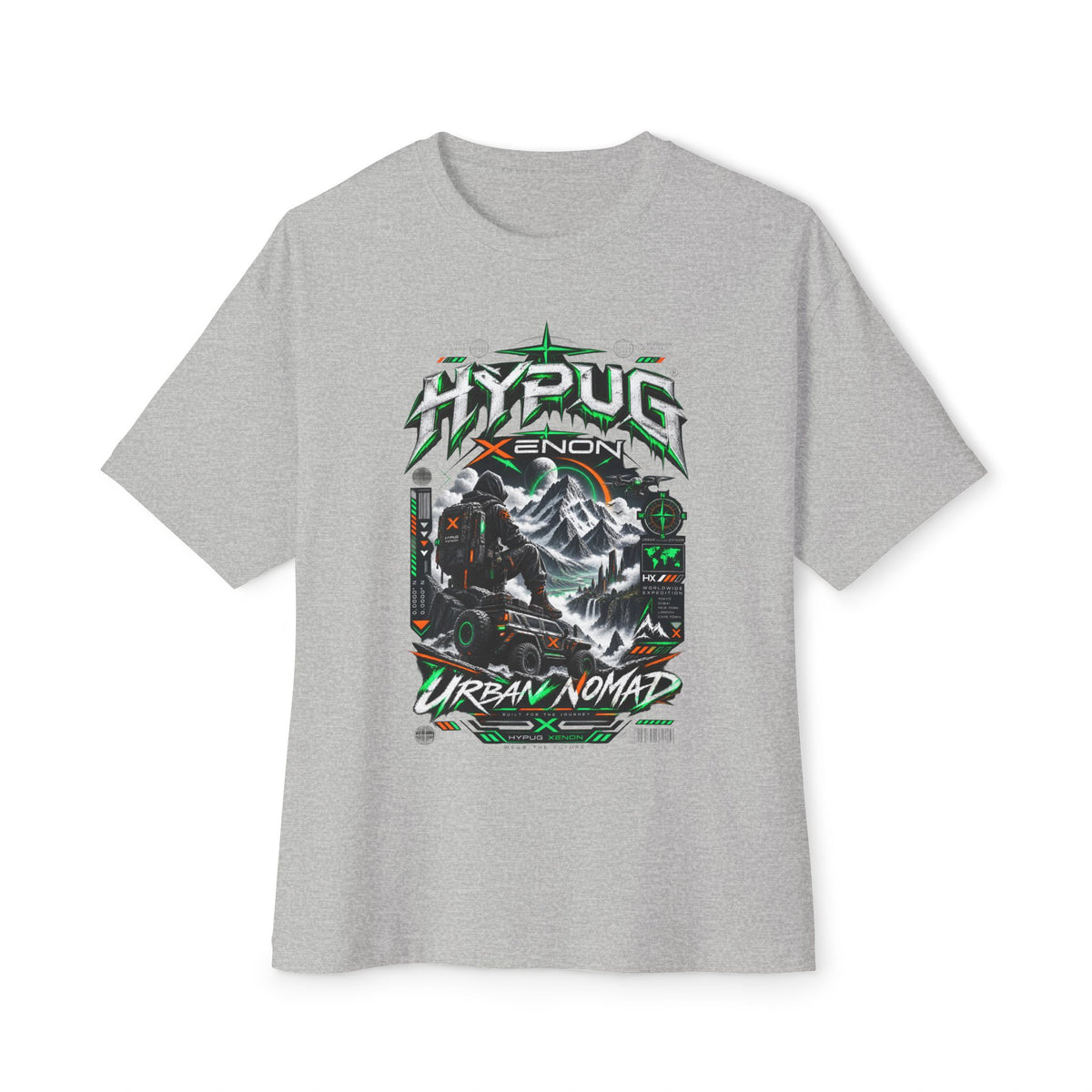 Urban Nomad Graphic Tee — HYPUG Xenon Mountain Explorer Design