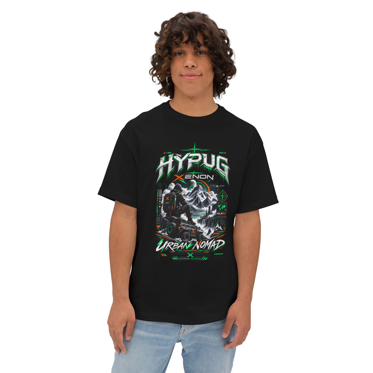 Urban Nomad Graphic Tee — HYPUG Xenon Mountain Explorer Design