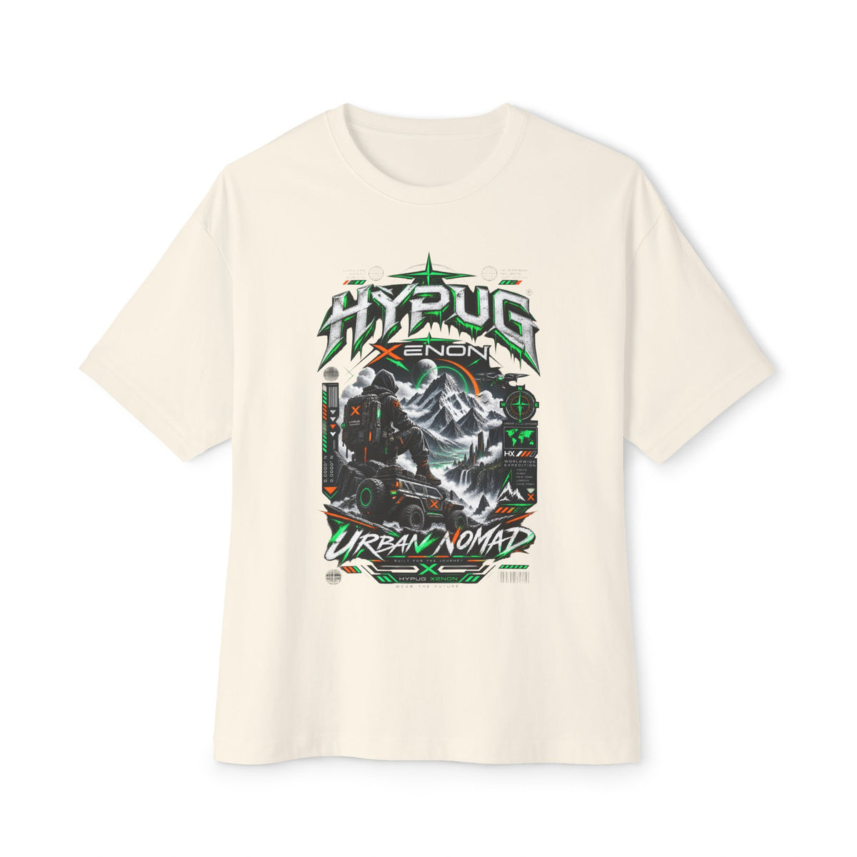 Urban Nomad Graphic Tee — HYPUG Xenon Mountain Explorer Design