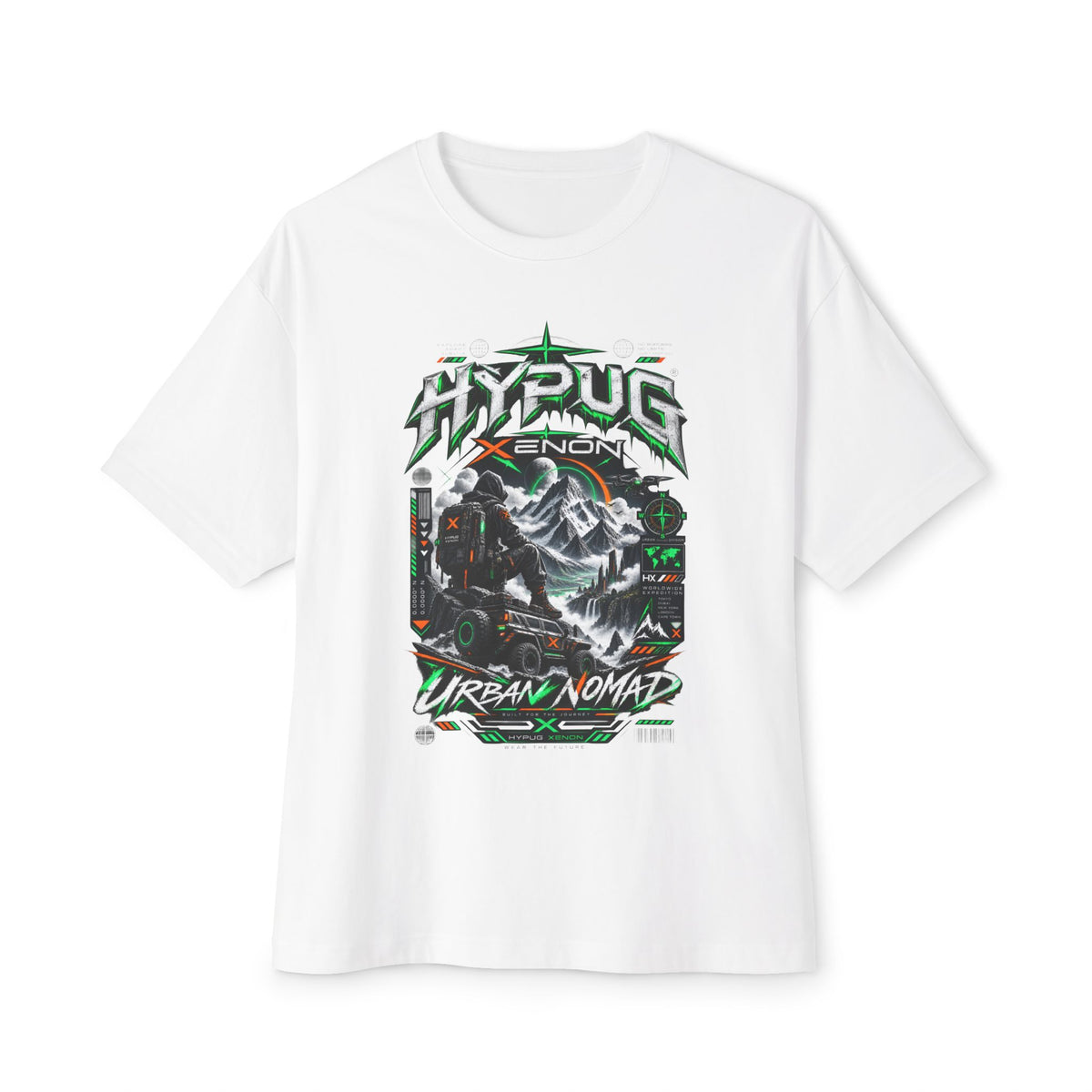 Urban Nomad Graphic Tee — HYPUG Xenon Mountain Explorer Design