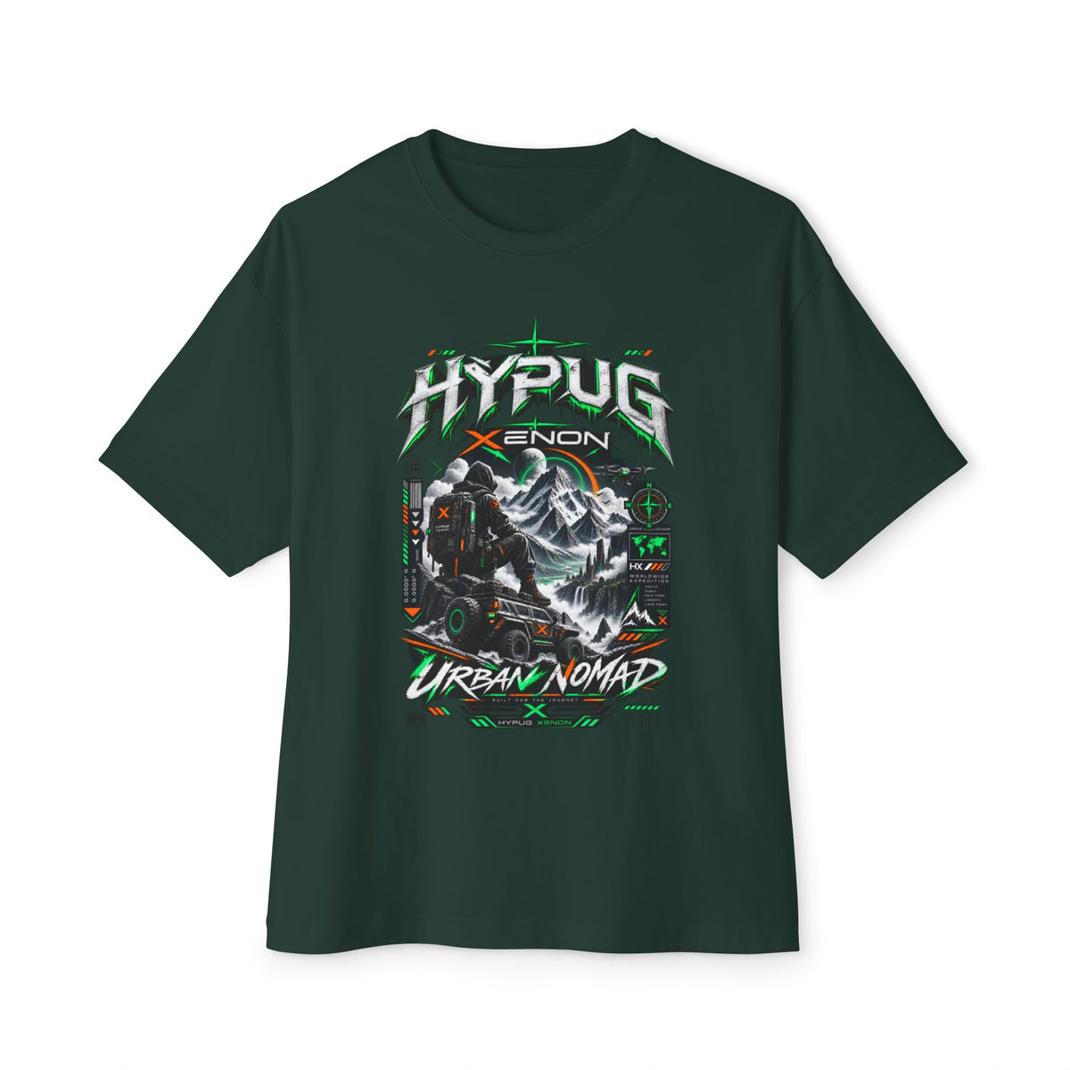 Urban Nomad Graphic Tee — HYPUG Xenon Mountain Explorer Design